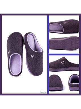 Two-Tone Waffle Knit Memory Foam Slippers